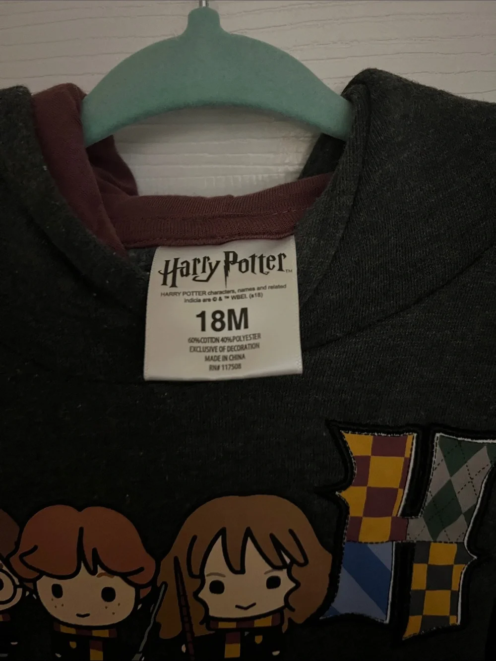 Kids Dark Gray Character Pullover Hoodie with Crest Accent - Picture 2 of 2